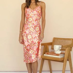 Midi floral retro print dress